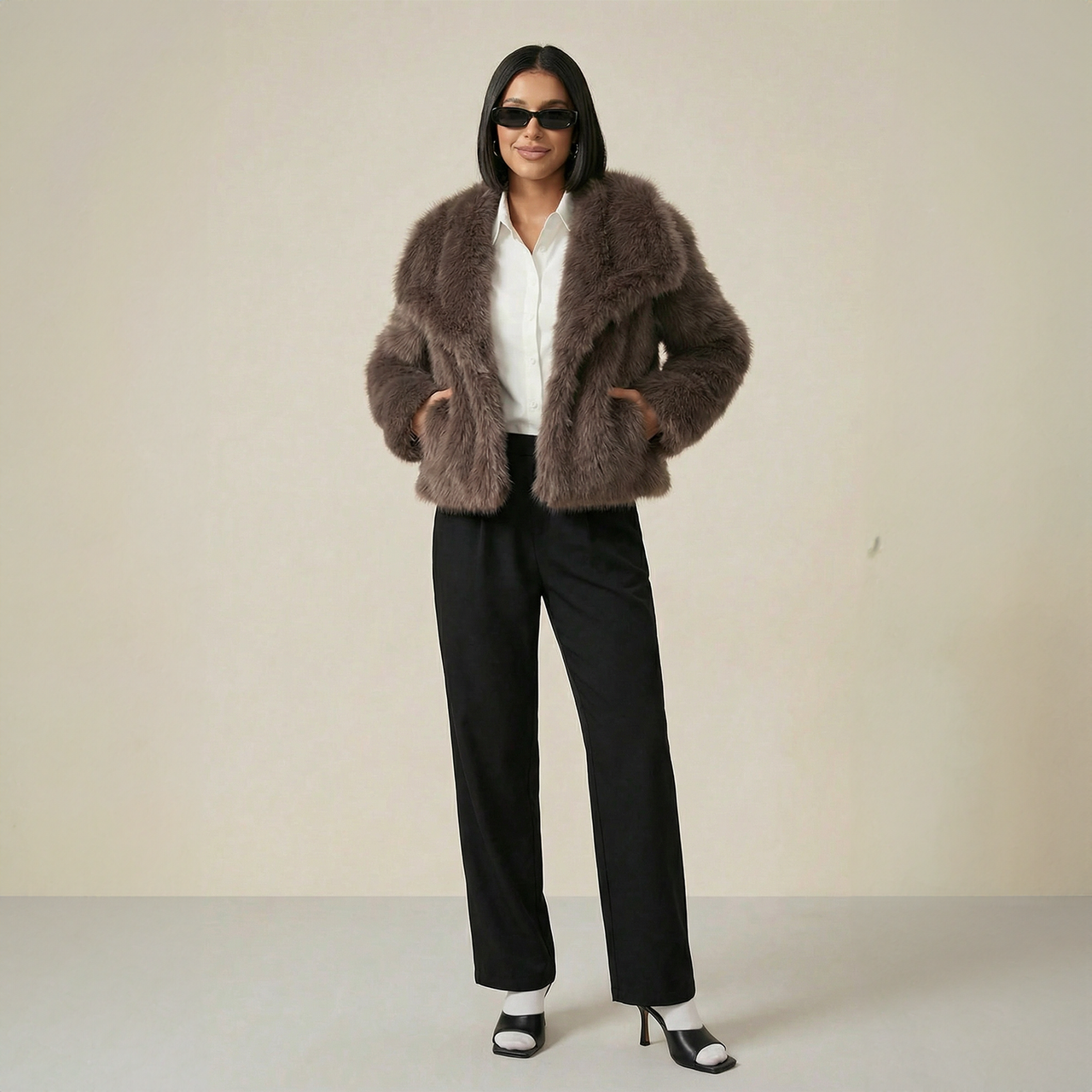 Short faux-fur jacket